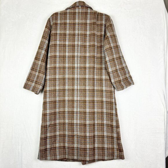 Fore Double Breasted Houndstooth Plaid Pea Coat Size Medium NEW Longline - Picture 2 of 7
